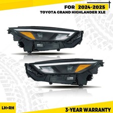 Pair For 2024-26 Toyota Grand Highlander XLE LH+RH Headlights W/o LED DRL Chrome