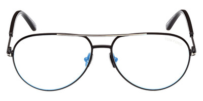 Tom Ford FT5829-B Eyeglasses Shiny Black /T Logo Blue Block