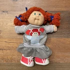 Cabbage Patch Kids Doll 1982 Red Double Braids, Green Eyes, Self Portrait Dress