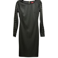 Jennifer Lopez Bodycon Cocktail Dress Womens 2 Black Vamp Goth Lace Up Sleeves