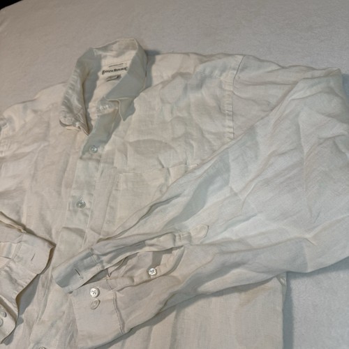 Banana Republic Irish Linen Shirt Men’s M Beige Button Up Lightweight Pocket - Picture 4 of 8