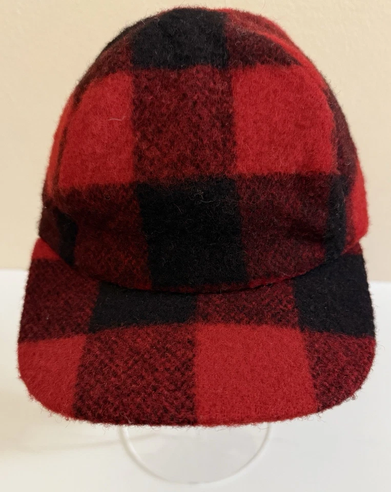 De Colección Banana Republic Lana Cuadros Piel de Oveja Oreja Solapa Trampero Sombrero Gorra Rojo Talla S/M Foto 4 de 4