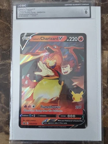 Lance's Charizard v Jumbo Card Sword & Shield: Black Star Graded Cgc 6