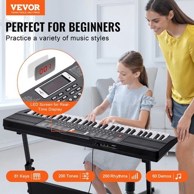 61 Tasten Keyboard Anfänger Digital Piano E-Piano mit 200 Tönen Set Neu