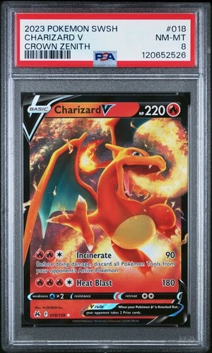 Pokemon Charizard V 018/159 Crown Zenith PSA 8