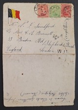 1919 Belgium Letter card from LOBBES to London Ties 3 stamps (25c total)