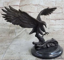 Statue Sculpture Eagle Bird Wildlife Art Deco Nouveau Style 100% Real Bronze Art