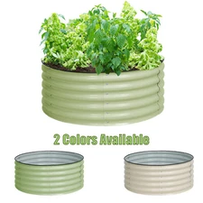 Aoodor 42'' Round Galvanized Raised Garden Bed Planter Vegetable Flower