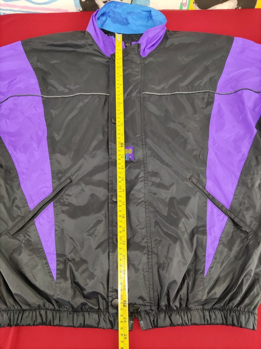 Retro Windbreaker Jacket Vintage Bill Blass Purple blue Full