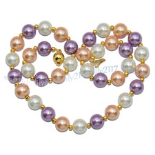 8/10/12/14mm Multicolor South Sea Shell Pearl Round Beaded Necklaces 14-50''