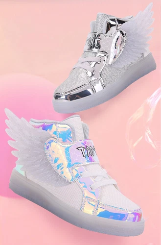 LED Leuchtende USB Sneaker Turnschuhe Kinder Mädchen Flügel Blinkschuhe Gr.27-37 - Bild 5 von 28