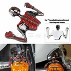 7" Headlight Visor Skull Skeleton Ornament Steel For Harley Chopper Cafe Racer