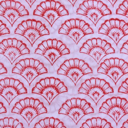 5 Yard Indian Craft Floral Hand Block Printed Cotton Fabric White Dress Material - Picture 3 of 3