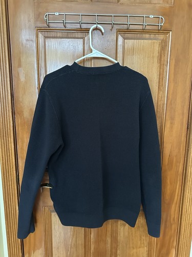 COS Crew Neck Jumper Waffle Knit Mens Size L Navy Cotton Blend Long Sleeve Used - Picture 2 of 3
