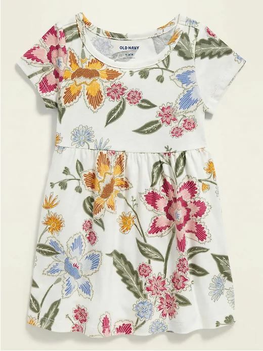 OLD NAVY Baby Toddler EmpireWaist Jersey Dress, WHITE FLORAL, size 18