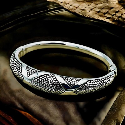 925 Sterling Silber Armreif - leichtes Schlangenleder Design 6,75'' Armband 1281