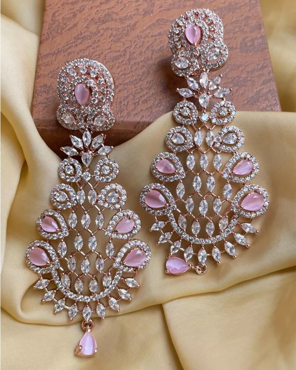 Buy HAUTE CURRY Glamerous Silver American Diamond Earrings With A Pearl |  Shoppers Stop