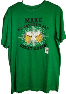 Green Short Sleeve Make St. Patrick's Day Great Again  T-Shirt Size L