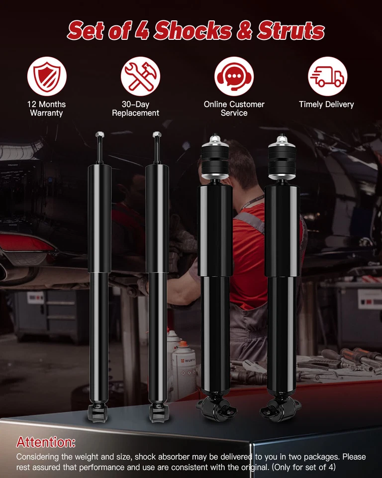 Conjunto de 4 amortecedores dianteiros traseiros para carro Ford Crown Victoria Lincoln Town - Imagem 4 de 4