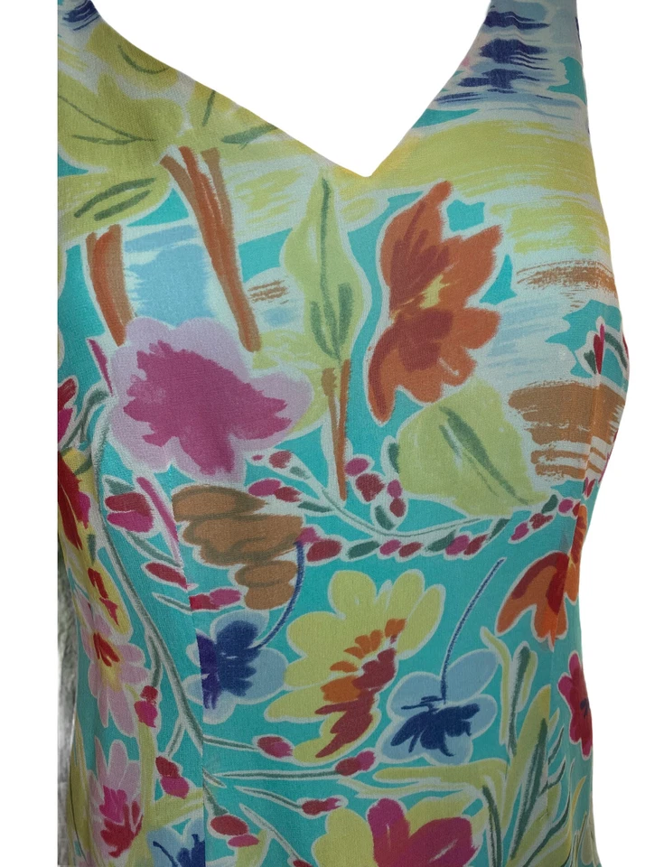 100% шелковое пляжное платье Carol Anderson разноцветное без рукавов размер 10 курортное - Изображение 4 из 4