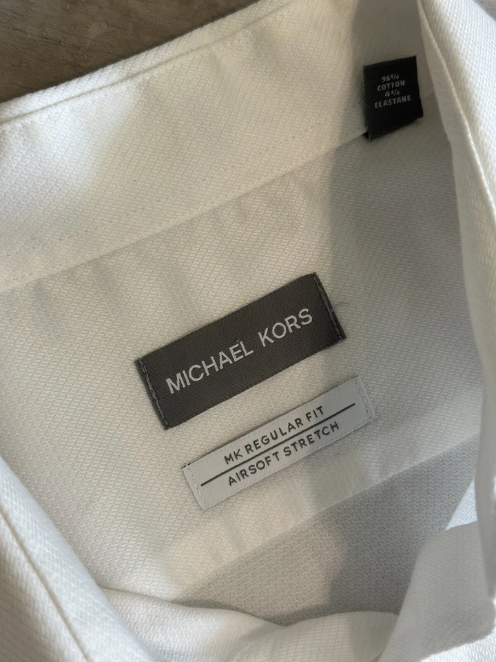 Men Michael Kors White Button Down Regular Size 16 1/2 32/33 - Image 2 of 4