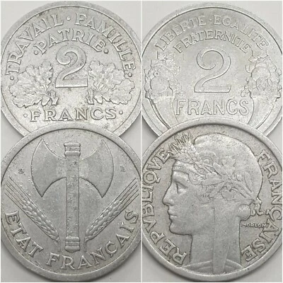 2 Francs BAZOR MORLON Aluminium (1941-1959) choisissez date & état - Photo 1/2