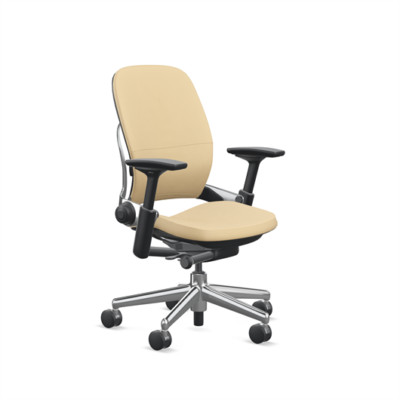 Steelcase Leap Desk Chair Chamois Leather Aluminum V2 Soft Hard Floor Casters