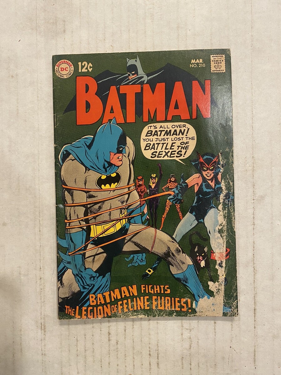 BATMAN #210 1969 DC Comics Neal Adams Catwoman cover Stain On Cover In  Book