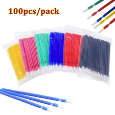 100 Pcs Dental Disposable Micro Applicator Brush Bendable Long Shank Blue Green