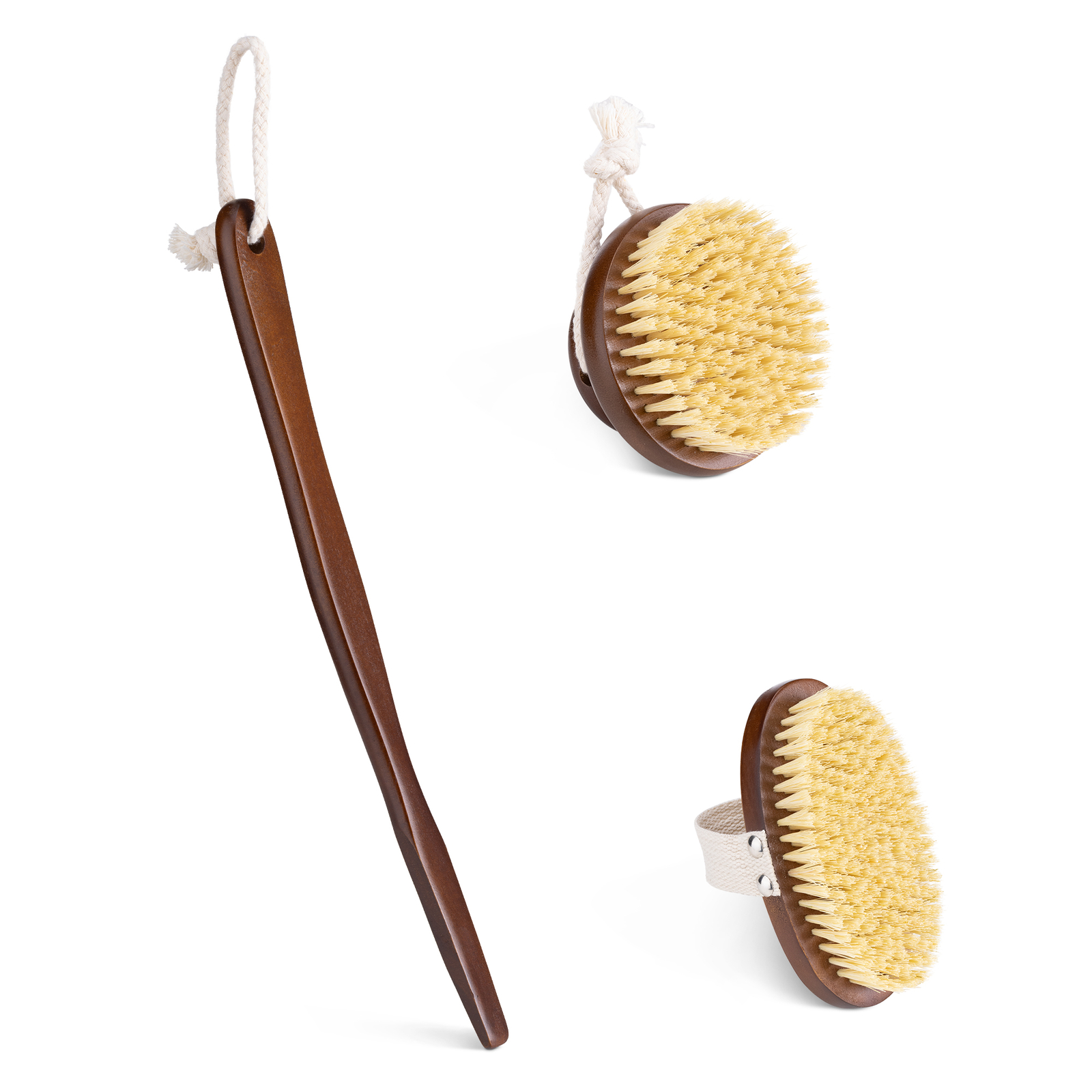 Cepillos de cuerpo en seco exfoliante corporal y espalda con mango largo y corto