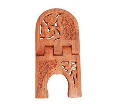 Wooden Hand Carved Holy Book Stand Geeta Quran Bible Ramayana US
