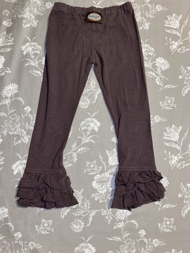 Persnickety Pants Bottoms Sz4 Girls Boutique 3-Tiered Big Ruffles Brown Legging - Picture 2 of 3