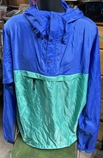 Vintage PATAGONIA RIPSTOP Blue/Green Anorak Pullover Hooded Windbreaker, Size XL
