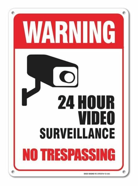 Qty 5 Sigo Signs 24 Hour Video Surveillance Sign 12x12 Heavy Aluminum