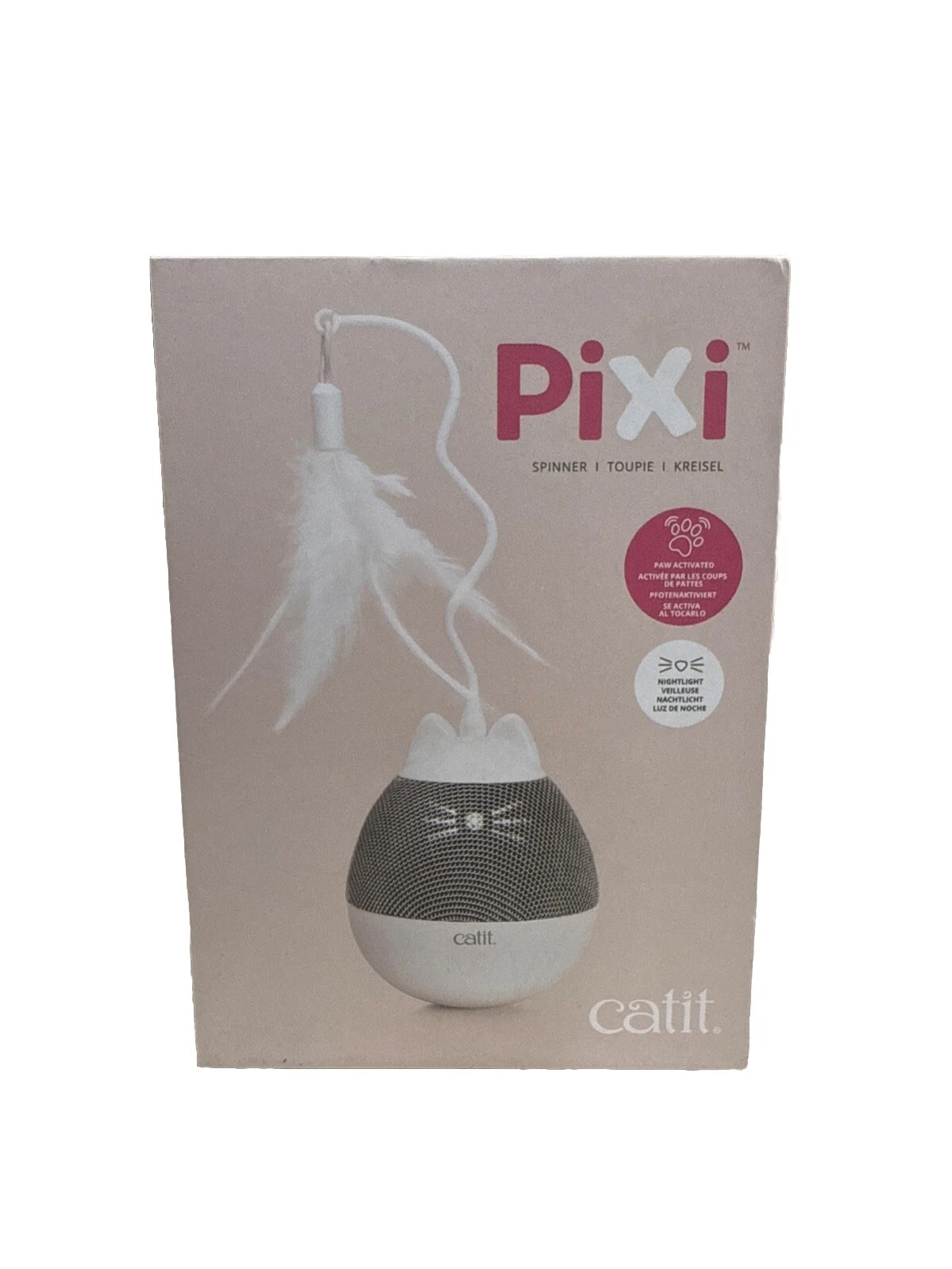 Catit Pixi Spinner Cat Toy With Treat Dispenser And Feather