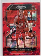 2021-22 Panini Prizm RED CRACKED ICE #166 Marko Simonovic CHICAGO BULLS RC 47