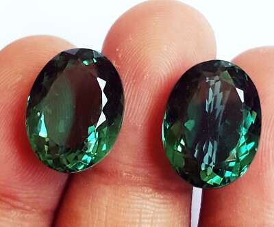 Natürliches Grün Amethyst Oval Schliff 9 Zu 11 Karat Zertifiziert Paar Lose
