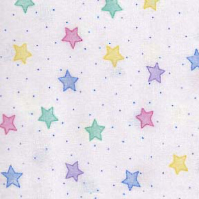Comfy Flannel Prints By A.E. Nathan - White Pastel Multi Stars # 3128X-124