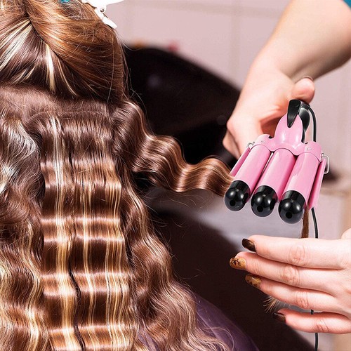 Damen Lockenstab 3 Fässer Welleneisen Lockenwickler Schnelles Styling Werkzeug - Bild 9 von 12
