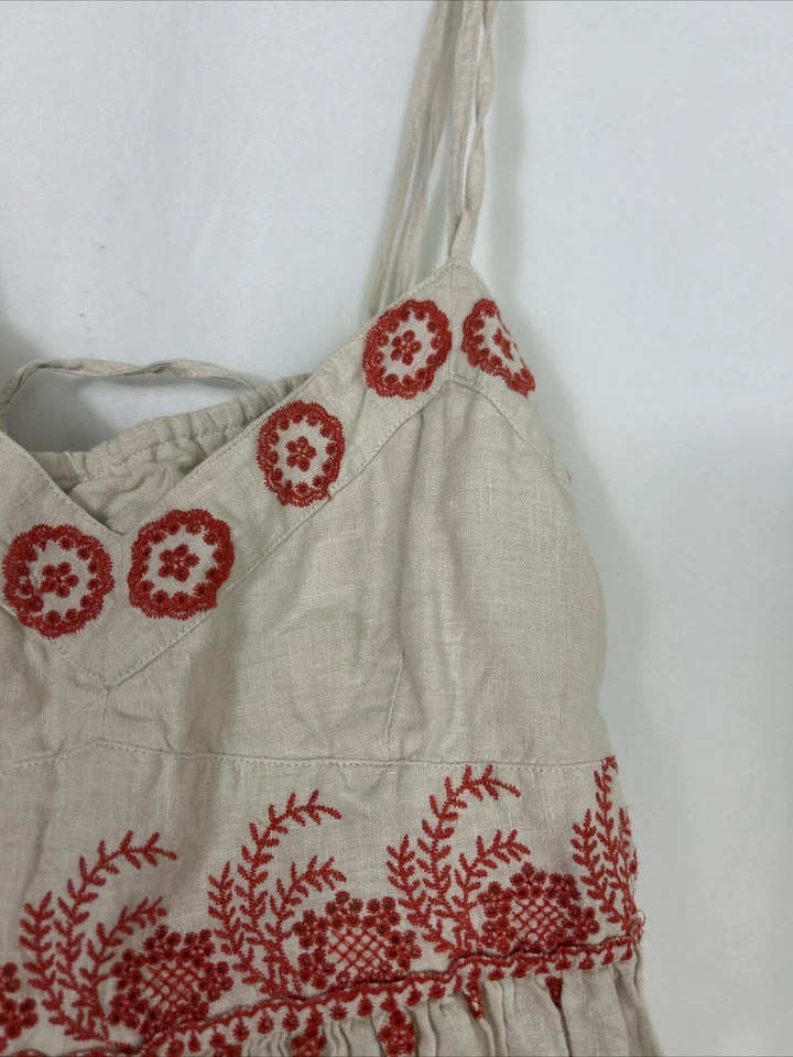 Top Lithe from Anthropologie de piel de lino bordado con cordones espalda talla 8 boho Foto 4 de 4