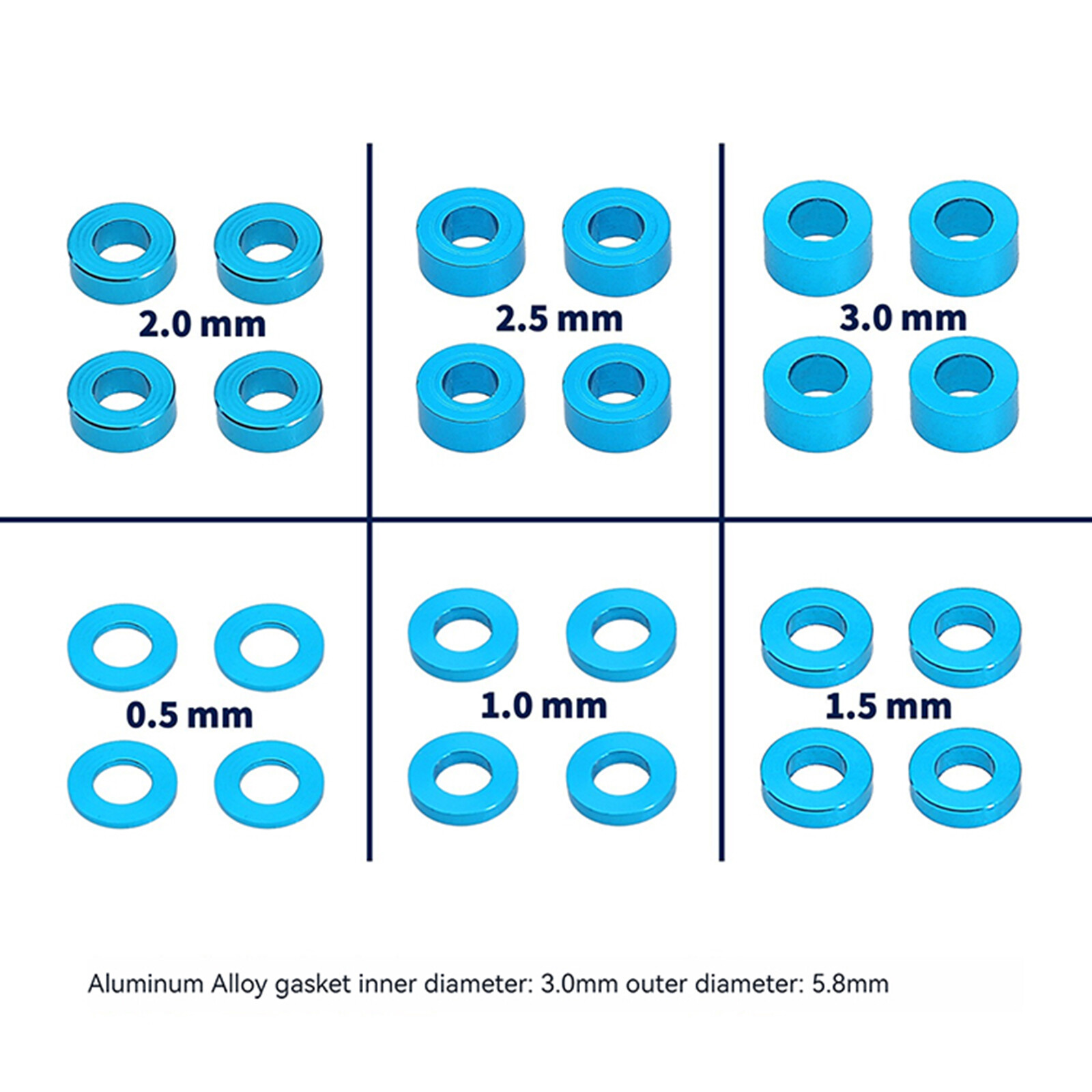 Aluminum Flat Spacer Set RC Car Accessories for TAMIYA 53539/TT02/TT01/XV01/XV02