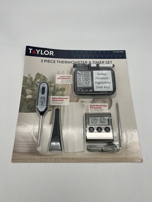 Taylor 3 Piece Digital Meat Thermometer & Timer Set BBQ Grill