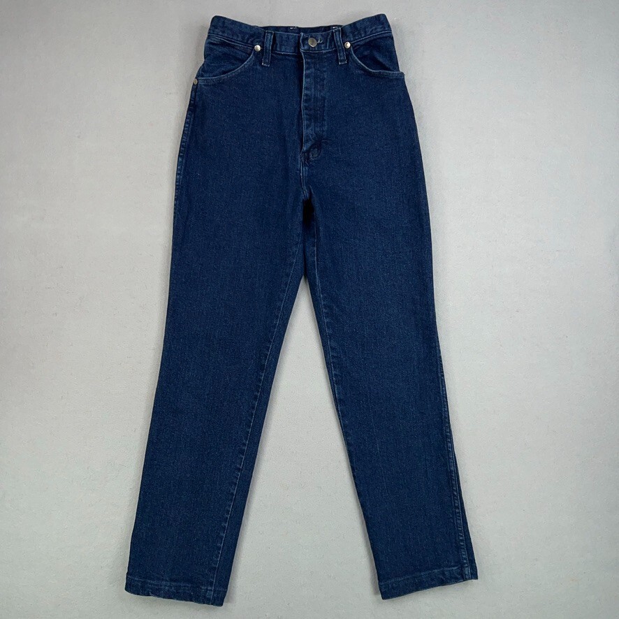 Vintage Wrangler Jeans Womens 8 Blue Dark Denim Country Western Cowgirl Cut USA