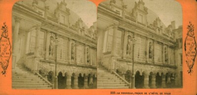 Antike stereoskopische Fotokarte La Rochelle Fassade des Rathauses
