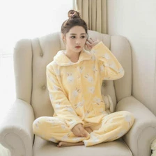 Winter Pajamas Set Women Pyjamas Flannel Warm Long Pants 2piece/Set Sleepwear