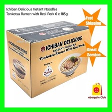 Ichiban Tonkotsu Ramen Instant Bowl Noodles Delicious with Real Pork 6x185g Meal