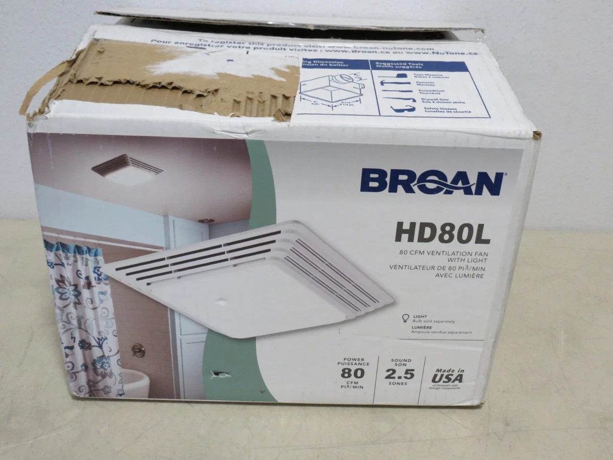 Broan-NuTone HD80L Heavy Duty Ventilation Fan Combo for Bathroom and Home |  eBay