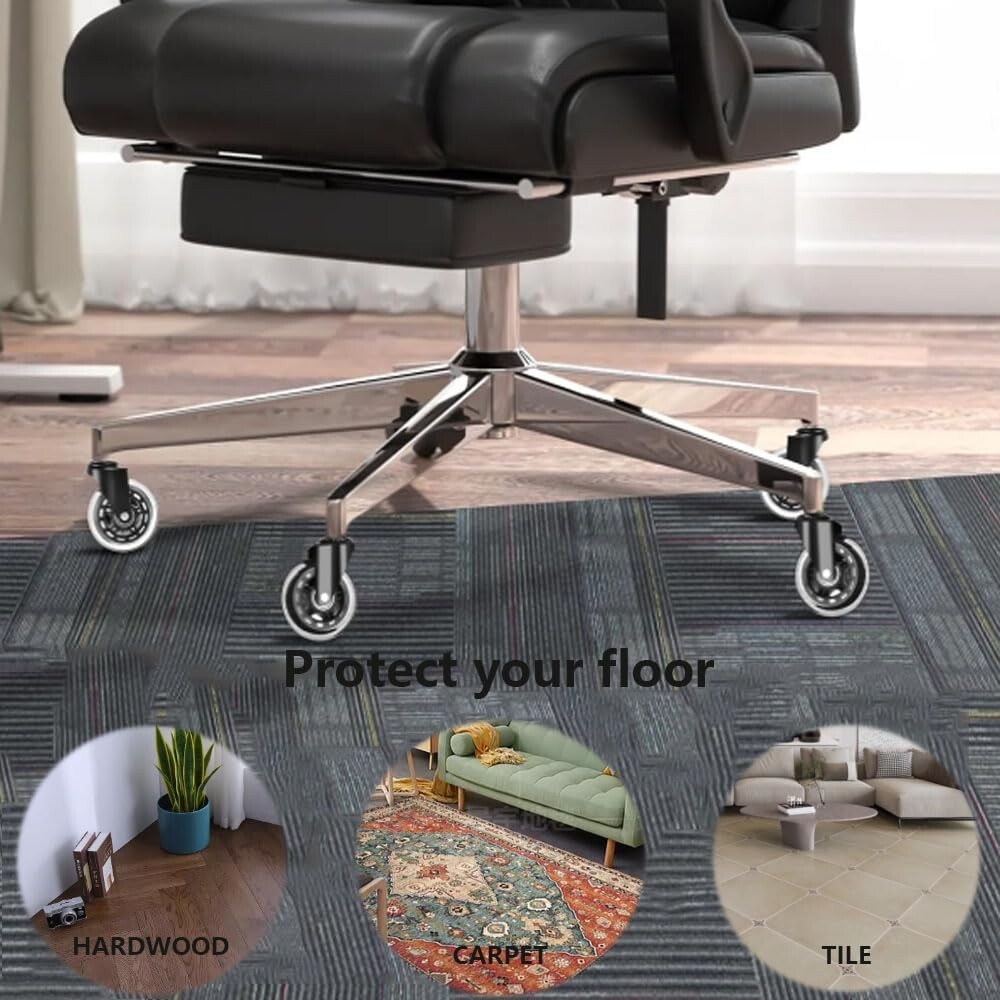 Office Chair Caster WheelsOffice Chair Wheels Rubber Chair Casters for Tile H...