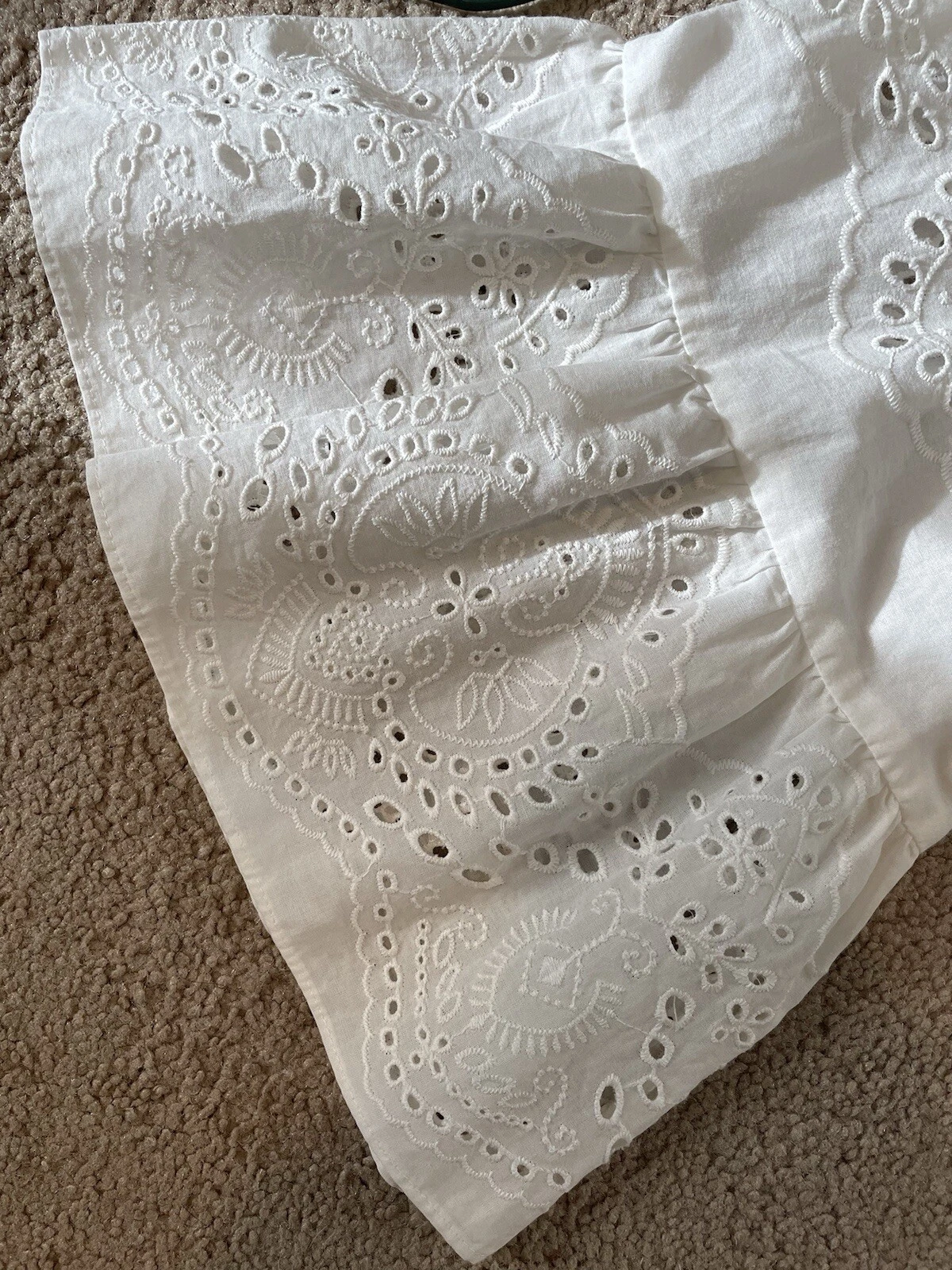 OFF WHITE Nuovo con etichetta! BCBGMAXAZRIA prendisole babydoll cotone occhielli bianco sporco taglia small $368