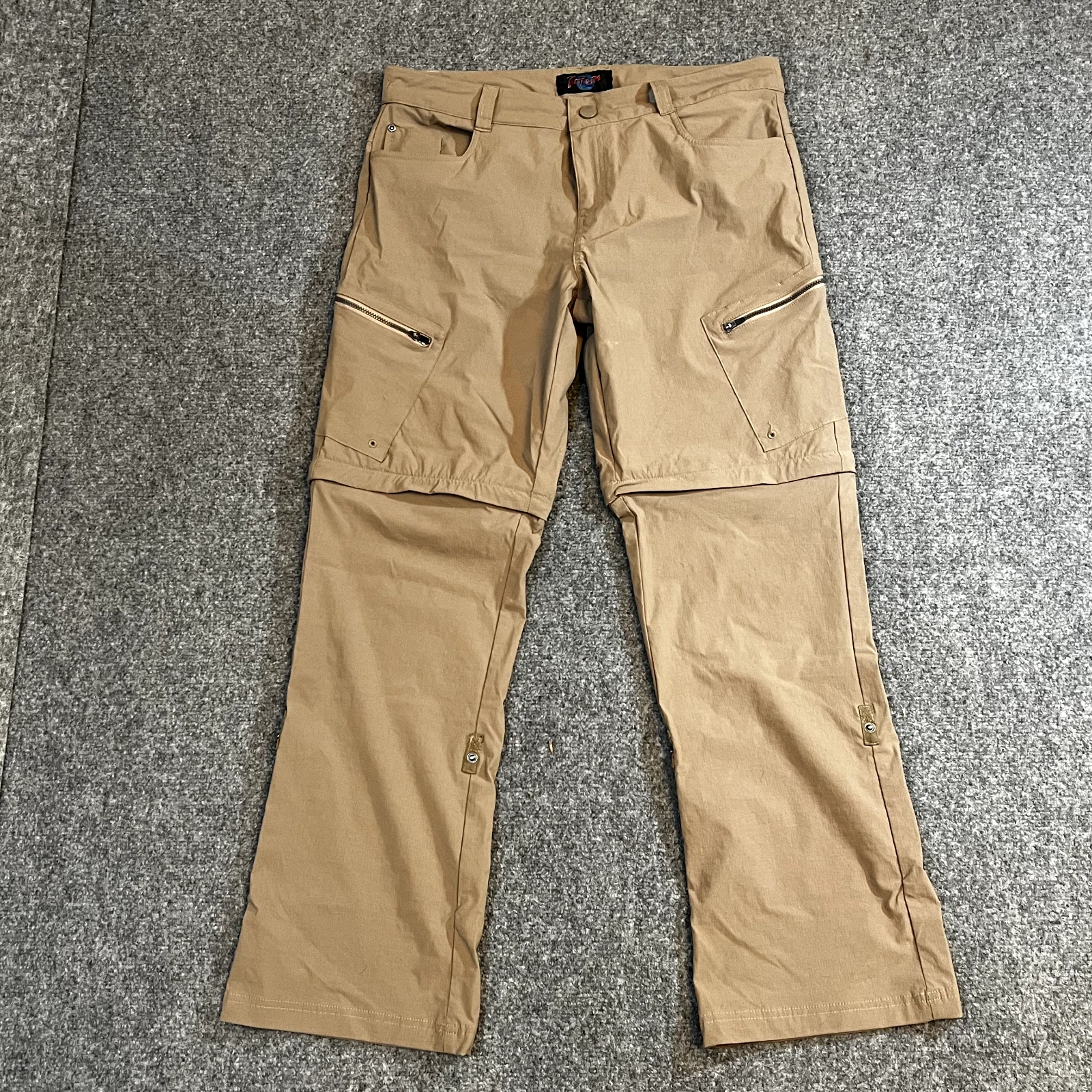 Rail Riders Pants Adult 10 Medium Hiking Nylon Brown Khakis Outdoor Cargo ZipOff